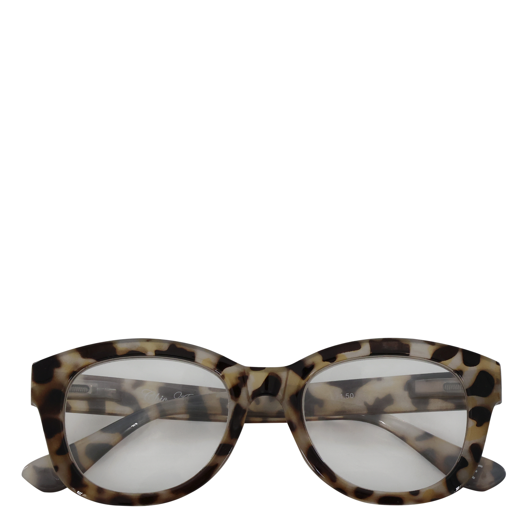 Læsebriller m. leopardmønster inkl. etui grå og sort by Chic Antique