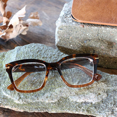 Læsebriller m. gulddekor inkl. etui mocca og sort by Chic Antique