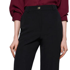 Access Bukser med vide ben og monogramknap by Access Fashion