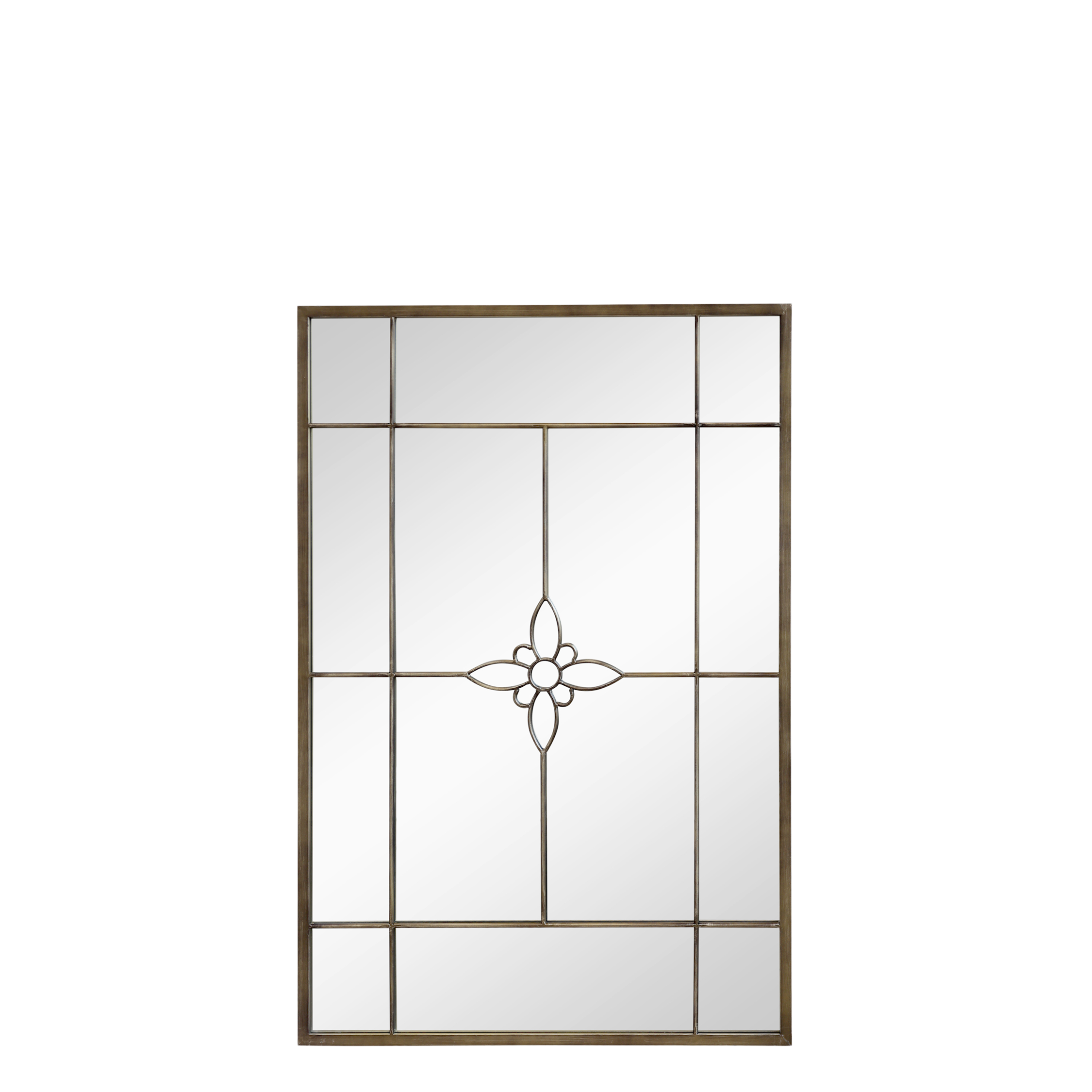 Mirror w. flower 120x80x3 cm antique brass by Chic Antique