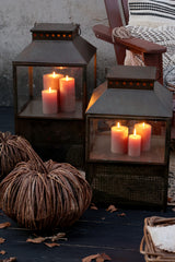 Lanterne m. mønster, H53/L34/B34 cm antique messing