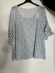 Bluse med striber og blomster - ITJULI25 by NDJ