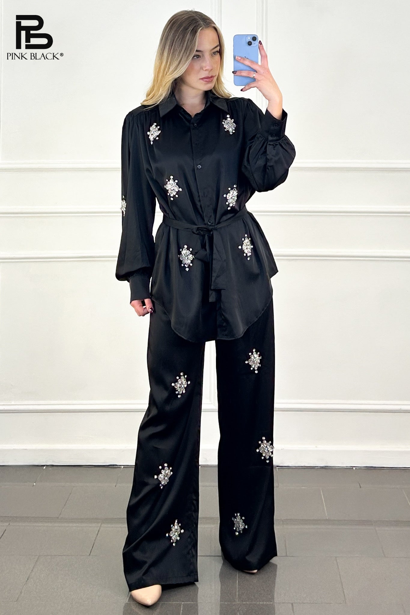 Satin sæt med bling - Str. 34-40 - ITFEB25 by Lamiar