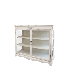 Gl. Skab m. 2 hylder og glaslåger 87,5x106x39 cm antique creme by Chic Antique
