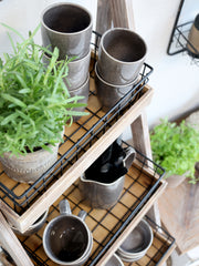 Reol m. 5 hylder og kurve, H170/L42/B70 cm natur by Chic Antique