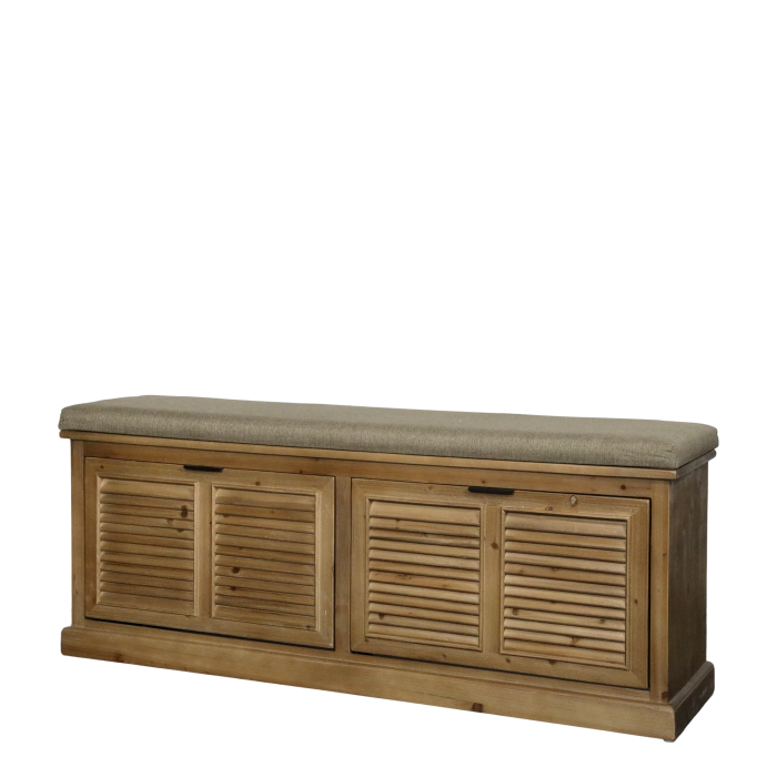 Bænk med Hynde og 2 Vippeskuffer 50x110x30 cm, Natur by Chic Antique