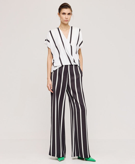 Access Fashion Wrapbluse med striber by Access Fashion