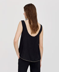 Access Fashion Tanktop med V-hals og metallic kant by Access Fashion