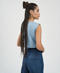 Access Fashion Metallic draperet bluse by Access Fashion