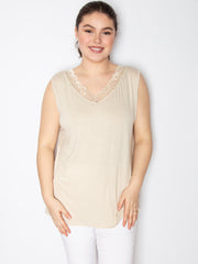 Top med blonde v-udskæring - Viskose Elastan by Bussola