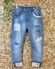 Jeans med flower patches og fold - ITFEB25 by Sexy Woman