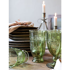 Saint-Émilion Glas m. mønster 10,5x8,5 cm oliven by Chic Antique