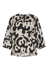 No. 1. By Ox Løs bluse med V-hals og 3/4 ærmer by No. 1 By Ox