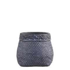 Corte Planter med fletmønster 15,5x17 cm antik kul by Chic Antique