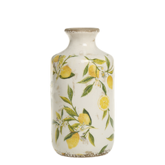Limone vase med citronmotiv – 21x10 cm creme by Chic Antique