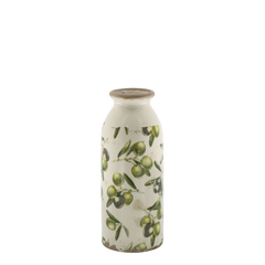 Olive Bottle m. olivenmønster 20x8 cm Cream by Chic Antique