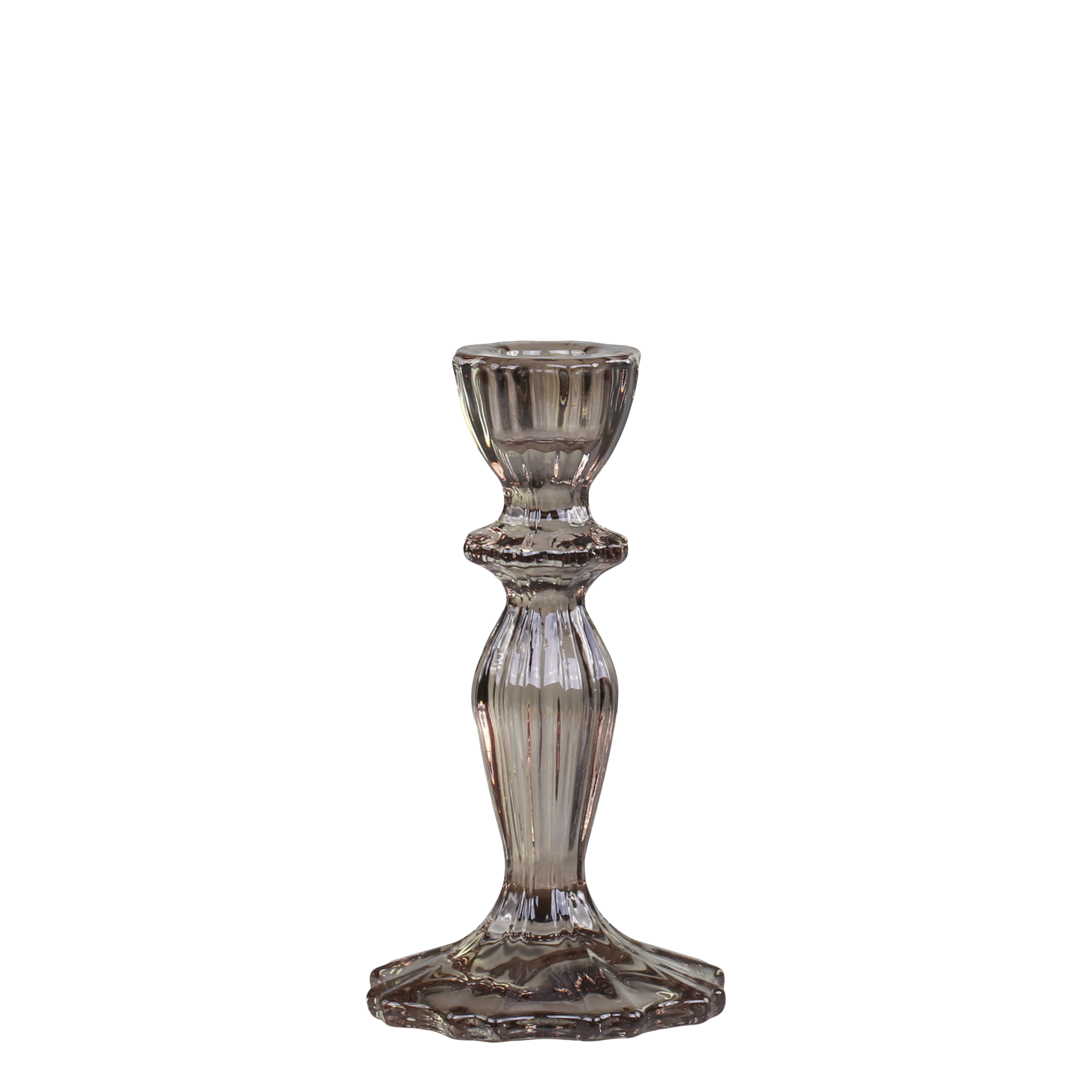 Candlestick m. blondekant 15,5x8 cm Mocca by Chic Antique