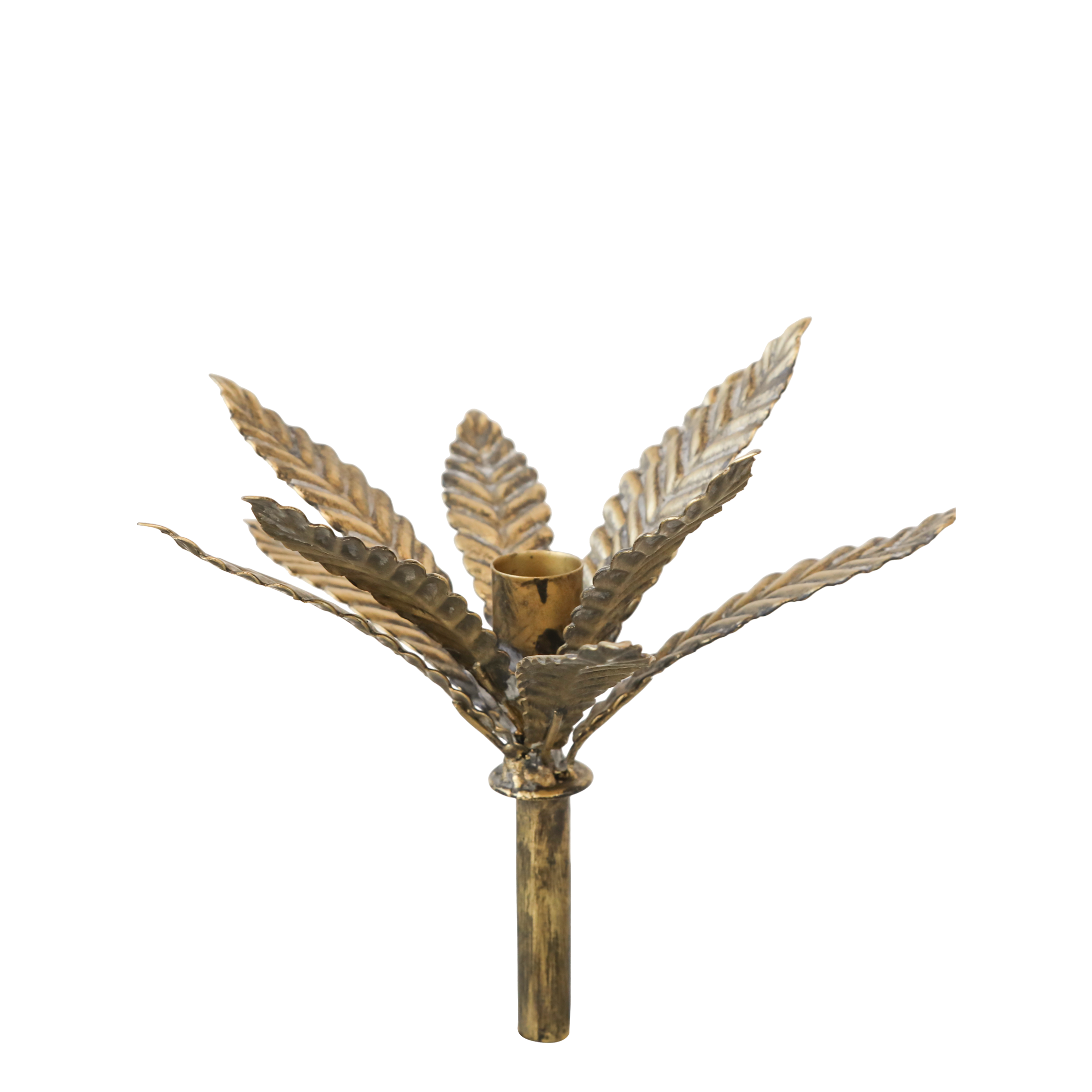 Lysholder med blade 17,5x15x15 cm antik messing by Chic Antique