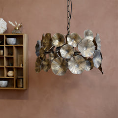 Lampe m. blomsterdekor, H33/Ø51 cm antique messing by Chic Antique