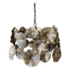 Lampe m. blomsterdekor, H33/Ø51 cm antique messing by Chic Antique