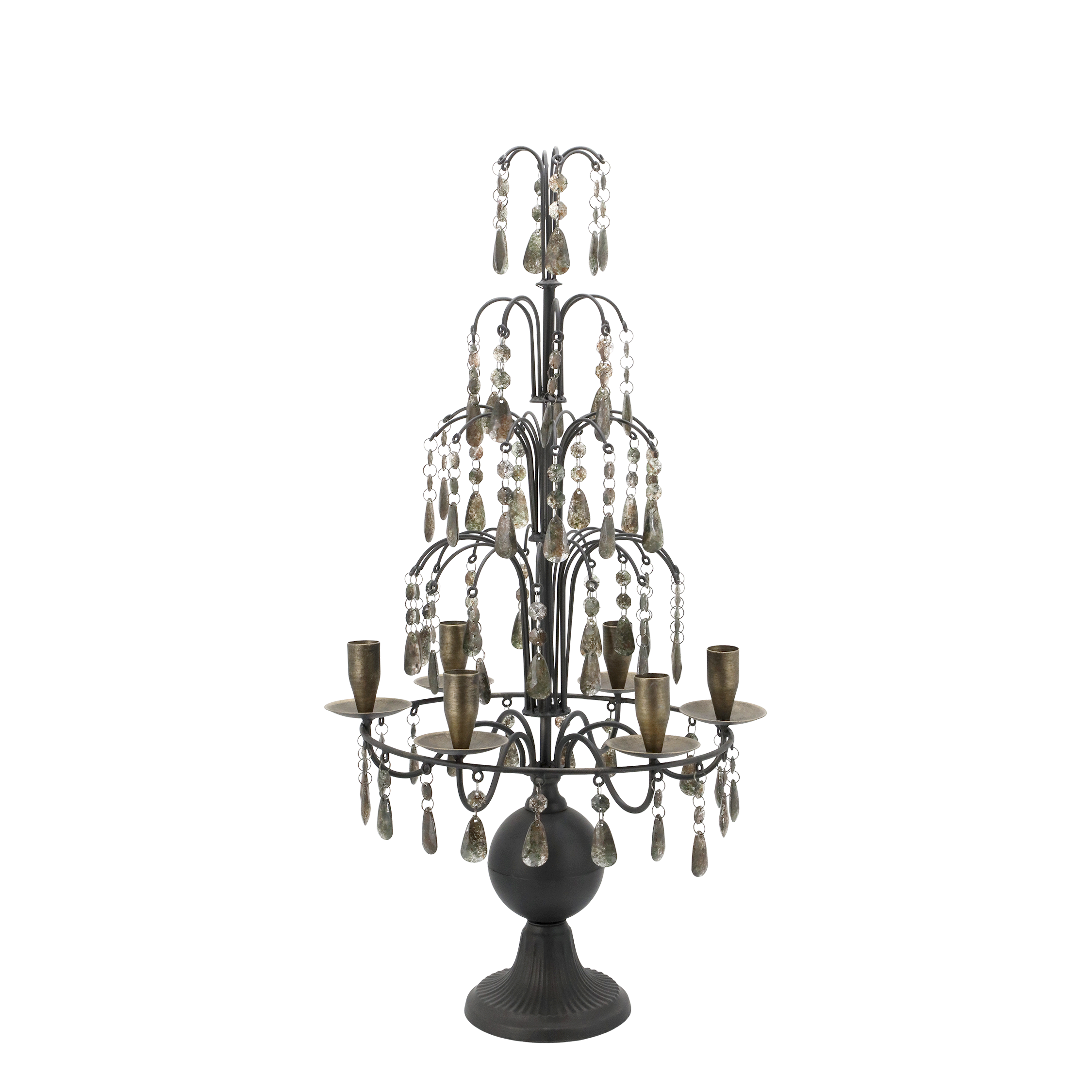 Fransk Lysestage m. prismer, H70/L35,5/B31,5 cm antique mocca by Chic Antique