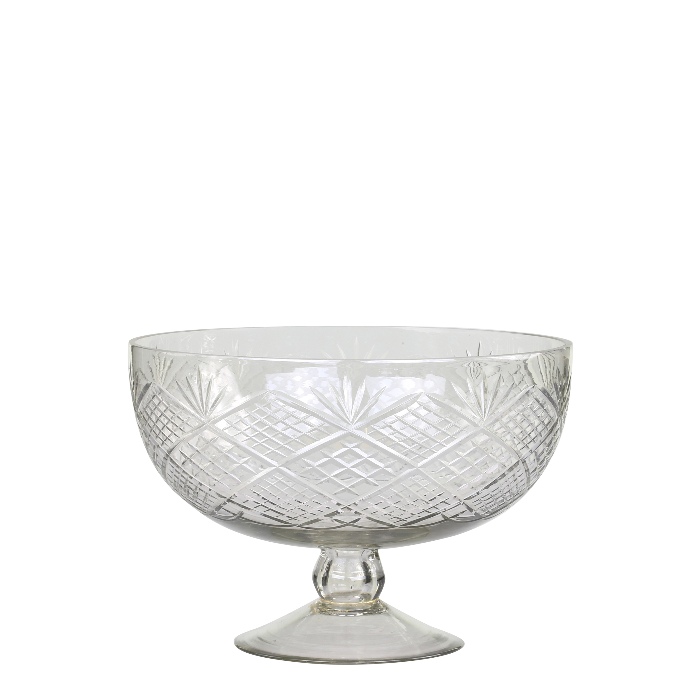 Centrepiece på fod med slibninger 16x23,5 cm Klar by Chic Antique