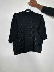 Strikbluse med bling by Z-Studio