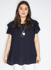 T-shirt med flæseærme og halskæde - ITFEB25 by Miss One