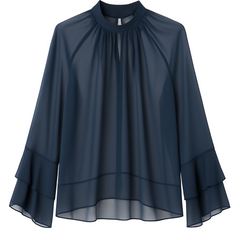 Klassisk Højhalset Bluse - Brystmål 130cm