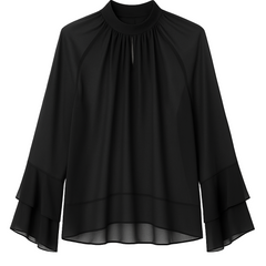 Klassisk Højhalset Bluse - Brystmål 130cm