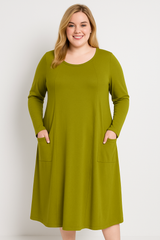 Kjole med store lommer - Brystmål 130cm - Bomuld Elastan by Today Fashion