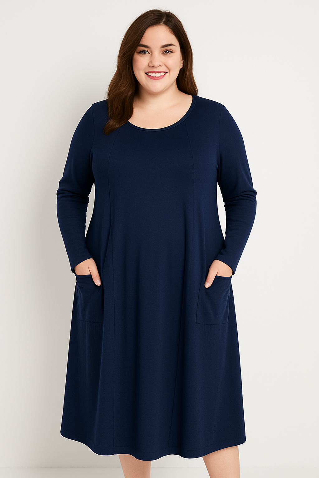 Kjole med store lommer - Brystmål 130cm - Bomuld Elastan by Today Fashion