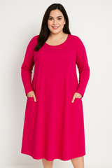 Kjole med store lommer - Brystmål 130cm - Bomuld Elastan by Today Fashion