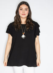 T-shirt med flæseærme og halskæde - ITFEB25 by Miss One