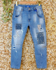 Jeans med rose patches - ITFEB25 by Sexy Woman