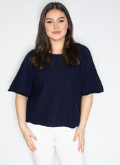 Strikbluse med kort ærme by Artico Maglificio