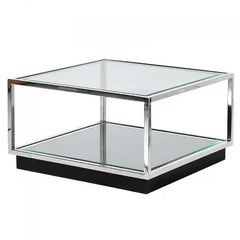 Sofabord Kohen 65x65x40cm med klart glas/spejl by Hazenkamp