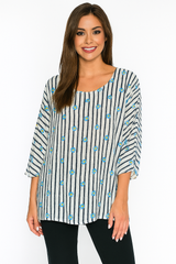 Bluse med striber og blomster - ITJULI25 by NDJ