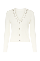 Strikcardigan med perler og bling - Str. 34-42 by Krone 1