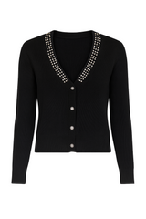 Strikcardigan med perler og bling - Str. 34-42 by Krone 1