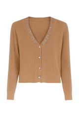 Strikcardigan med perler og bling - Str. 34-42 by Krone 1