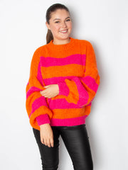 Vamset striktrøje med pufærmer - Ingen returret