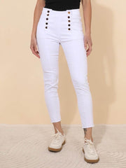 Hvide jeans med guld knappe front by Krone 1