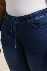 Jeggings med bindebånd darkwash by Krone 1