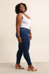 Jeggings med snøre i taljen darkwash plus size by Krone 1