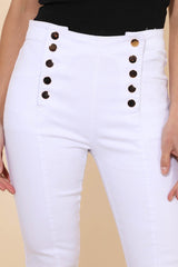 Hvide jeans med guld knappe front by Krone 1