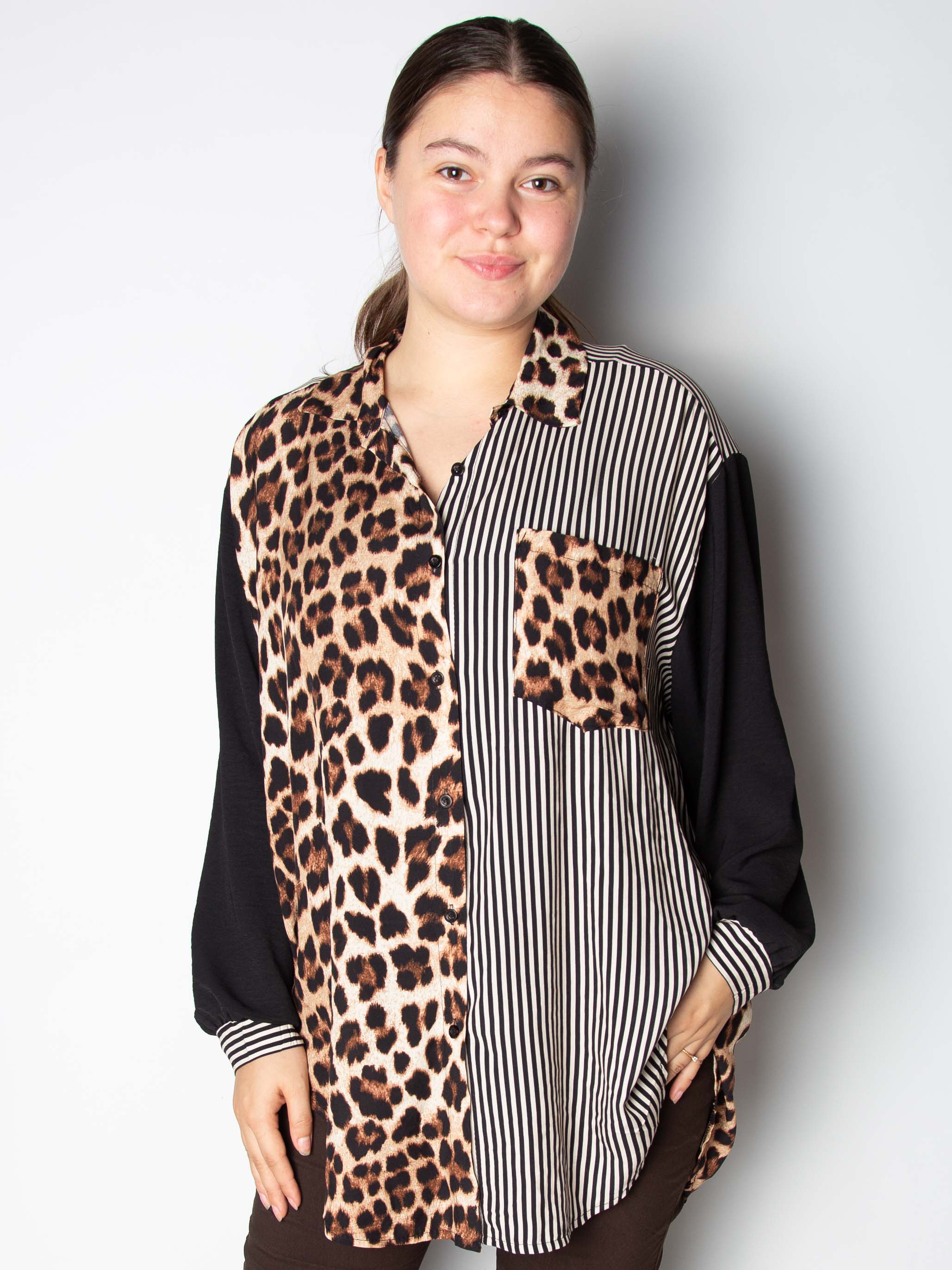 Leopard skjorte med striber by Krone 1