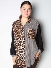 Leopard skjorte med striber by Krone 1
