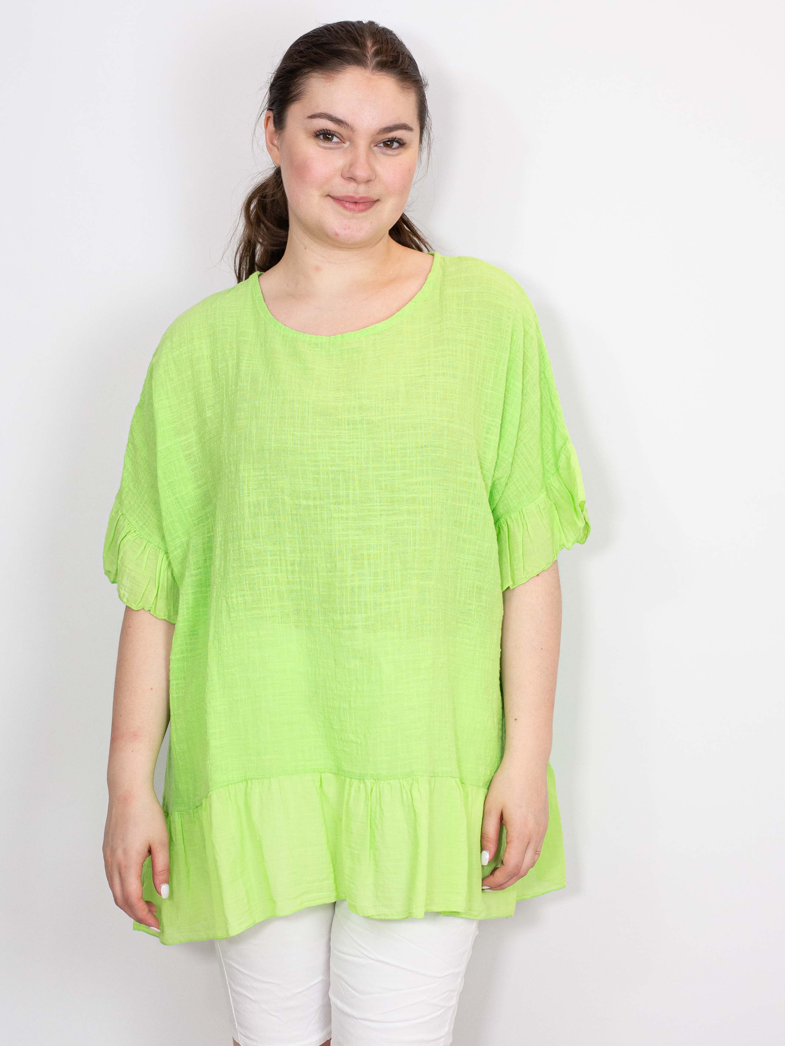 Bomuldsbluse med flæsekanter - Brystmål 140cm by Krone 1