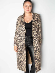 Lang leopard ruskindslook frakke by Krone 1